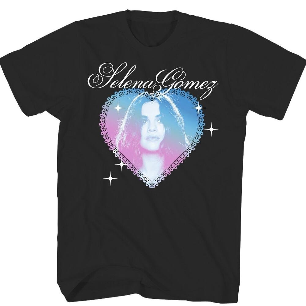SELENA GOMEZ Gradient Heart Tee in Black, Size XXL New without Tag